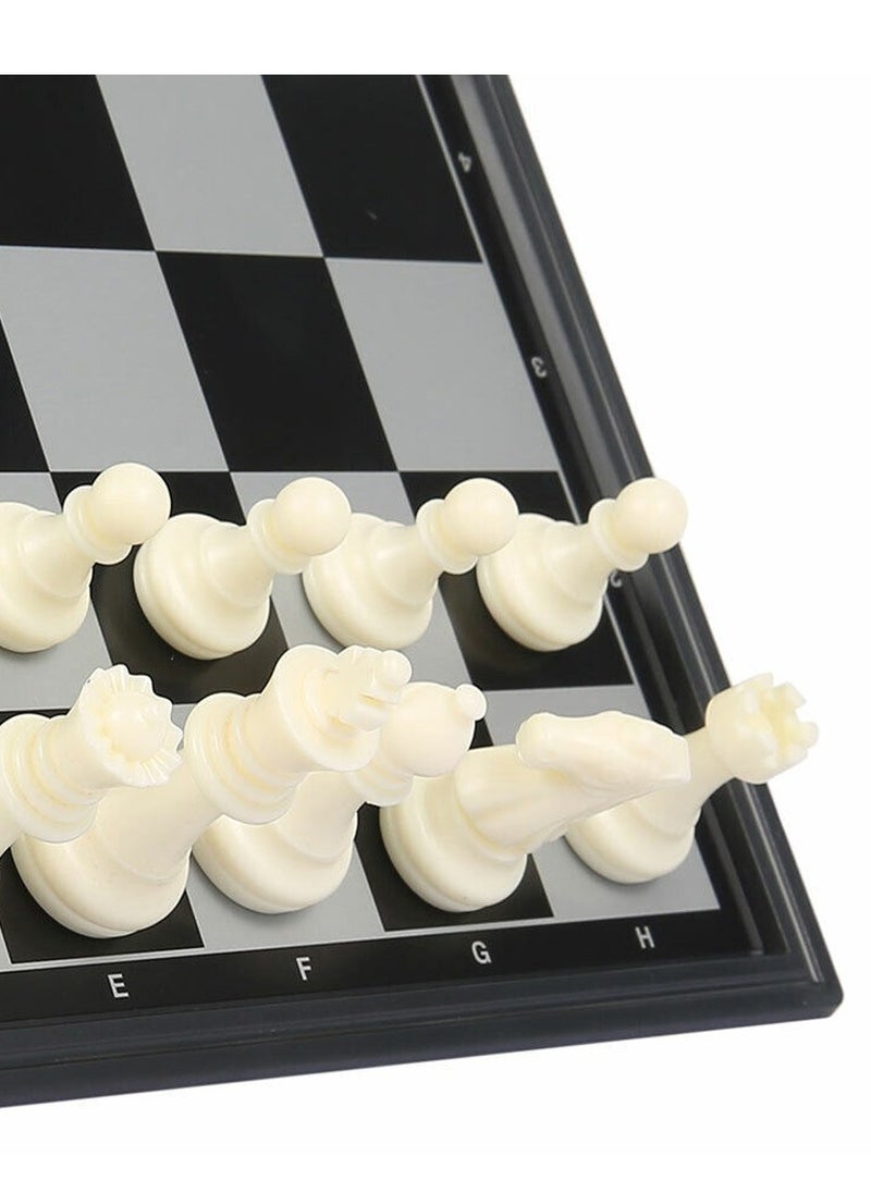 International Chess and Checkers and Backgammon 3 in 1 Plastic Chess Set Travel Chess Game Magnetic Chess Pieces Folding Chess Board Game Set