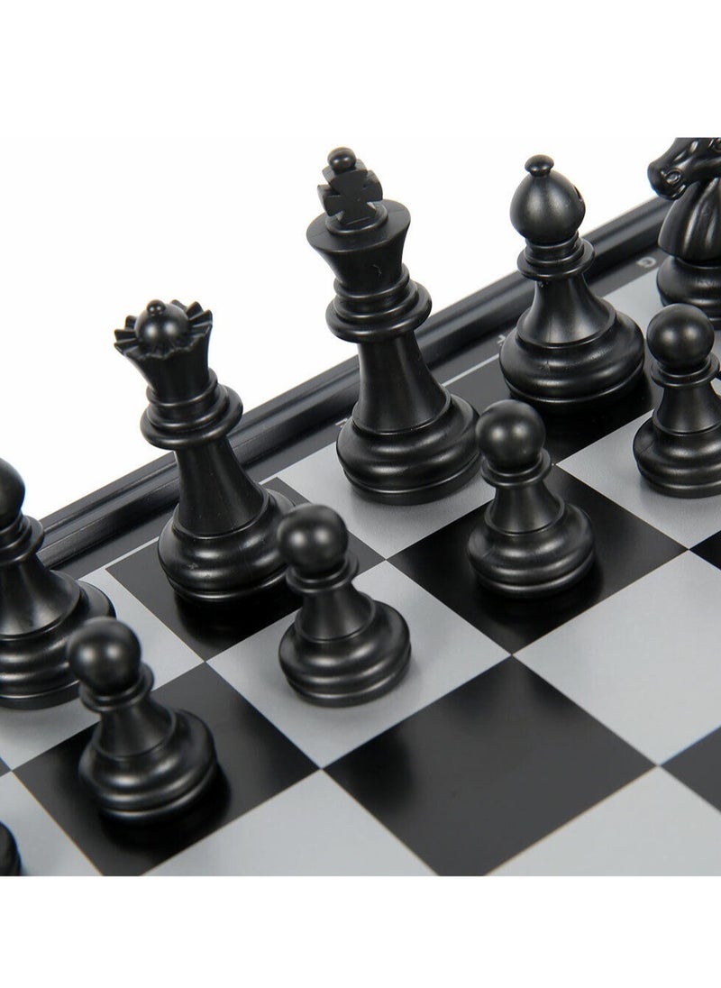 International Chess and Checkers and Backgammon 3 in 1 Plastic Chess Set Travel Chess Game Magnetic Chess Pieces Folding Chess Board Game Set