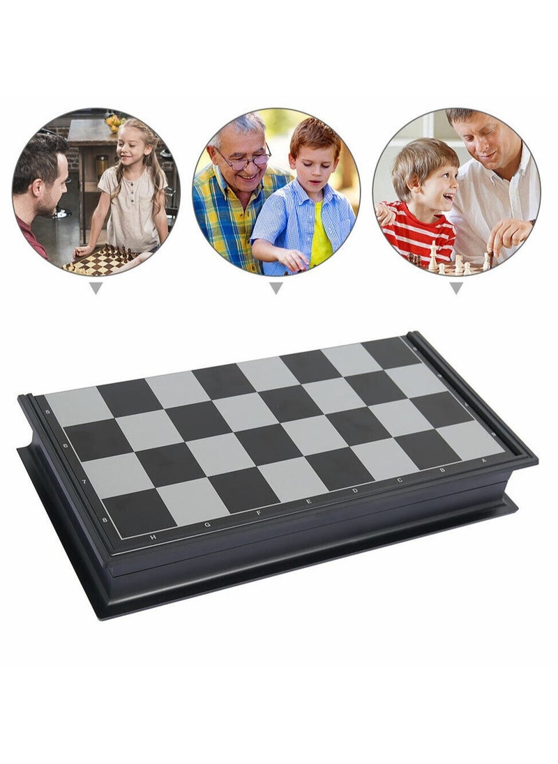 International Chess and Checkers and Backgammon 3 in 1 Plastic Chess Set Travel Chess Game Magnetic Chess Pieces Folding Chess Board Game Set