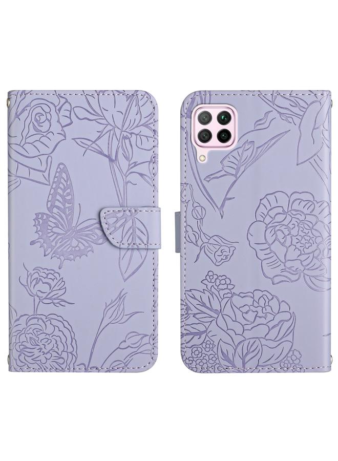 S-TOP Case For Huawei P40 Lite Skin Feel Butterfly Peony Embossed Leather Phone Case - Image 1