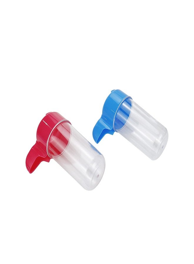 Meprotal 2pcs Automatic Bird Feeders, Bird Water Dispenser for Cage, Water Bottle Drinker Hanging Seed Food Container Dispenser for Parrots Budgie Hamster 200ml (Blue & Pink) - Image 3
