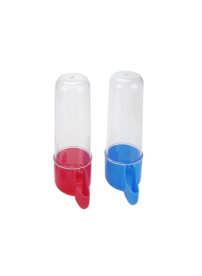 Meprotal 2pcs Automatic Bird Feeders, Bird Water Dispenser for Cage, Water Bottle Drinker Hanging Seed Food Container Dispenser for Parrots Budgie Hamster 200ml (Blue & Pink) - Image 1