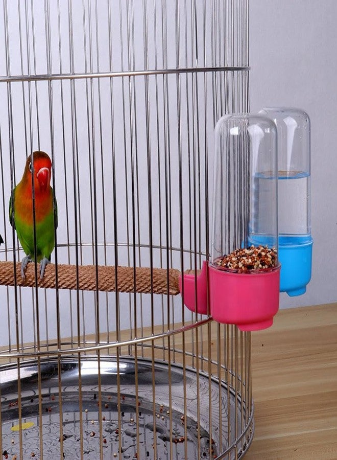 Meprotal 2pcs Automatic Bird Feeders, Bird Water Dispenser for Cage, Water Bottle Drinker Hanging Seed Food Container Dispenser for Parrots Budgie Hamster 200ml (Blue & Pink) - Image 4