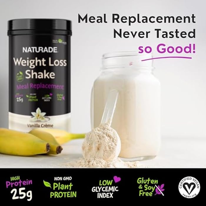 Naturade Weight Loss Shake Meal Replacement, 18 Servings - 25g Plant-Based Protein, CLA, Fiber & 18 Vitamins and Minerals Designed to Curb Cravings and Boost Daily Nutrition - Vanilla Creme - Image 3
