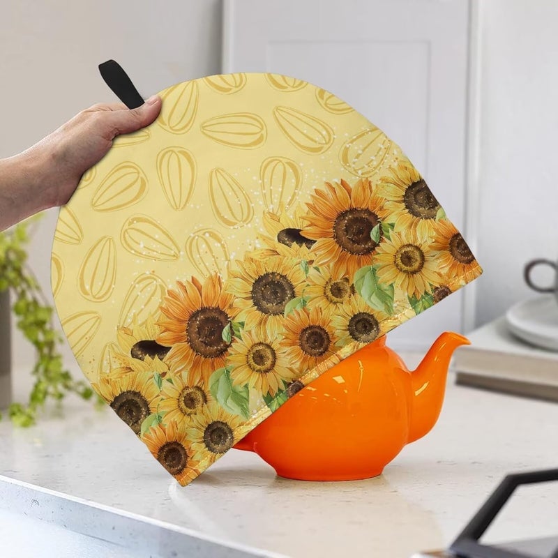Tea Cozy for Teapot Tea Pot Cover for Keeping Sunflower Teapot with Tea Warmer Tea Pot Cover for Keeping Warm Tea Cosy for Teapot Yellow Tea Cup Insulation Pad Tea Warmers for Teapot - Image 3