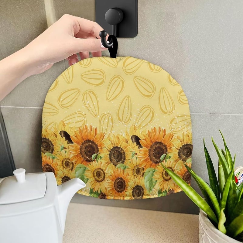 Tea Cozy for Teapot Tea Pot Cover for Keeping Sunflower Teapot with Tea Warmer Tea Pot Cover for Keeping Warm Tea Cosy for Teapot Yellow Tea Cup Insulation Pad Tea Warmers for Teapot - Image 4