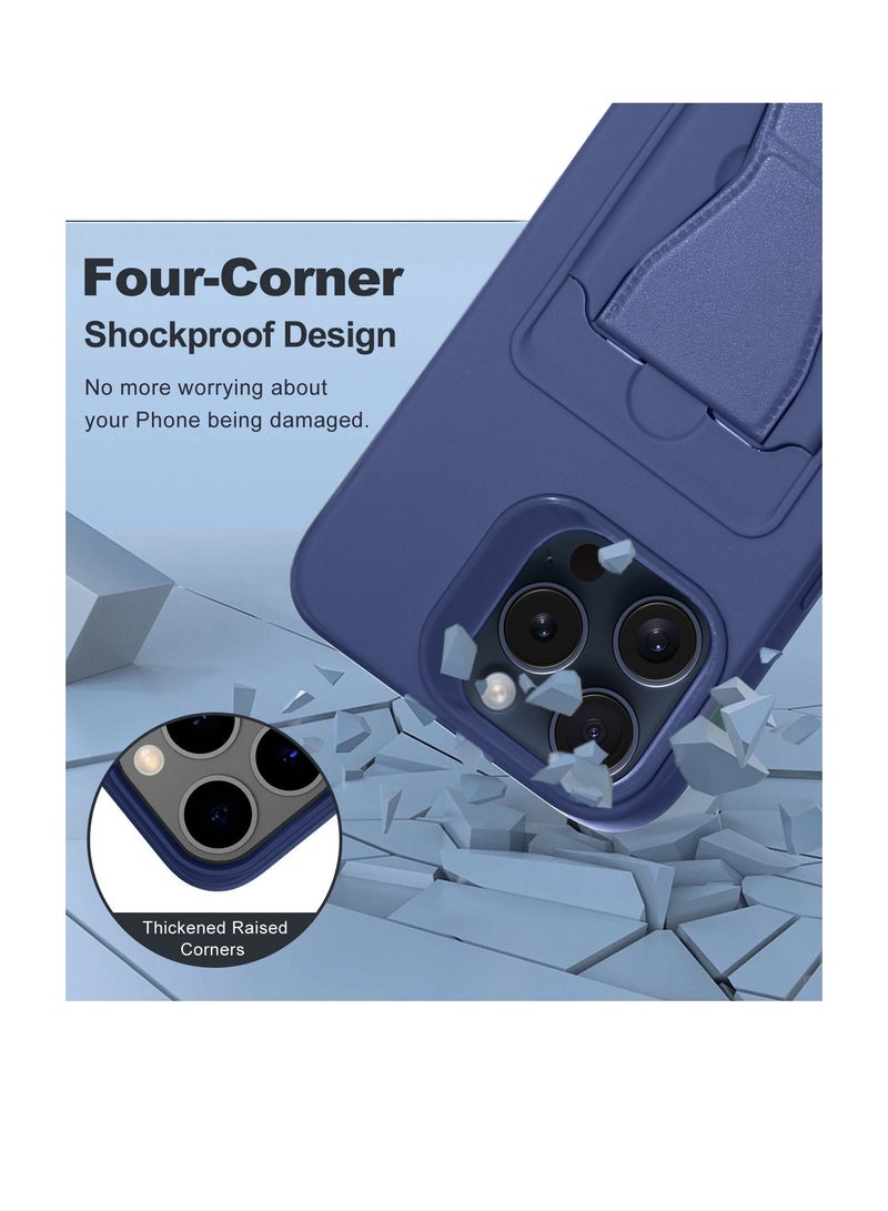 Wtech Silicone TPU With Card Holder Case Cover For Apple iPhone 15 Pro Max 2023 Navy Blue  - Image 4