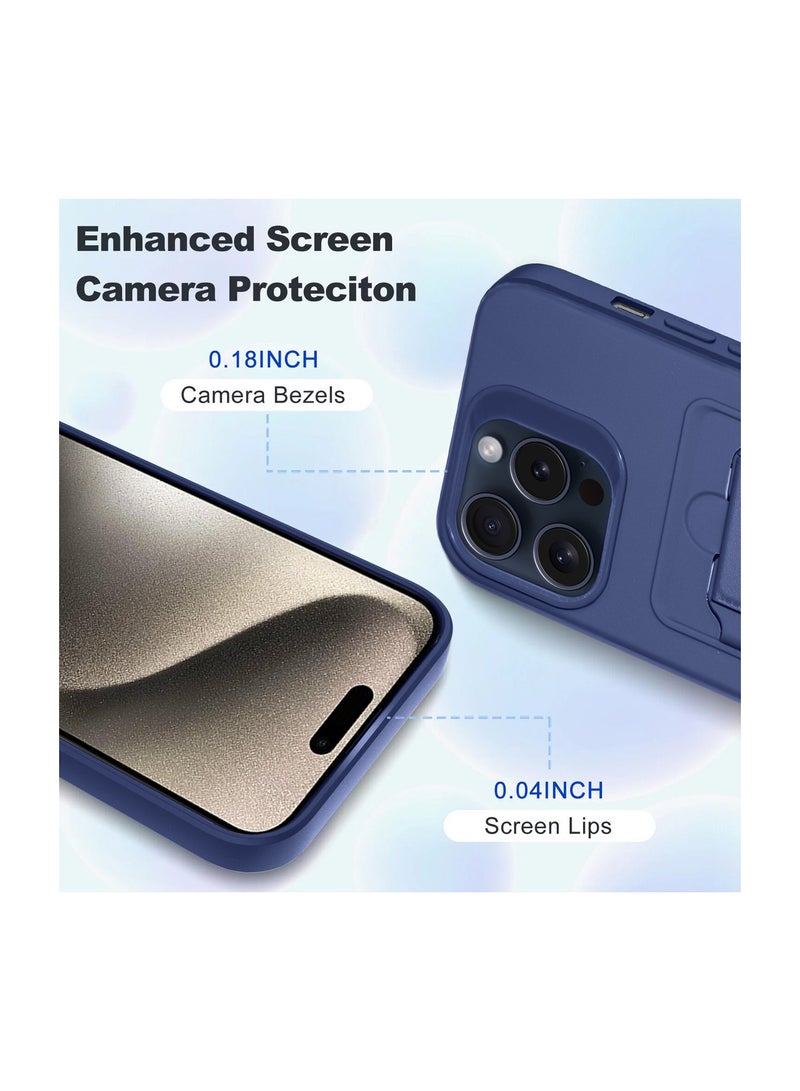 Wtech Silicone TPU With Card Holder Case Cover For Apple iPhone 15 Pro Max 2023 Navy Blue  - Image 2