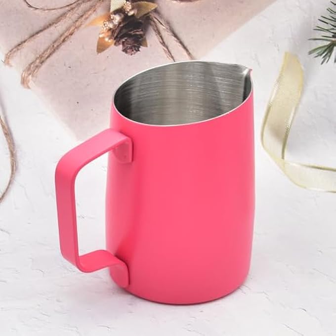 zoohot Milk Pitcher 142Oz420Ml Espresso Steaming Pitcher Stainless Steel Milk Frother Jug For Latte Art Red - Image 5