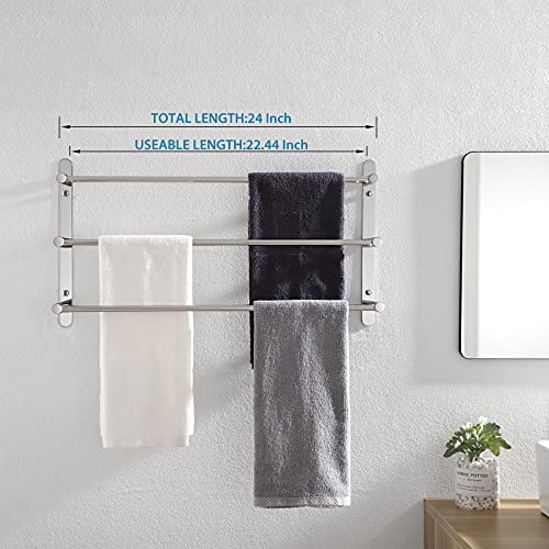KOKOSIRI Bath Towel Bars Bathroom 3-Tiers Ladder Towel Rails Wall Mounted Towels Shelves Rack Stainless Steel, Polished Chrome, B5002CH-L24 - Image 5
