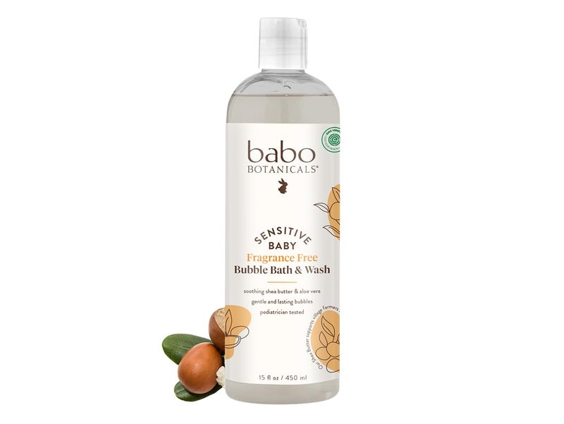 Babo Botanicals Sensitive Baby FragranceFree 2in1 Bubble Bath Wash Shea Butter Calendula Oat Vegan EWG Verified For Babies Kids - Image 1
