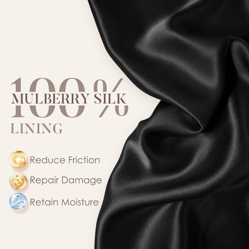 LULUSILK Mulberry Silk Lined Sleep Cap, No More Frizzy Tangled Hair, Stay On All Night Adjustable Silk Hair Wrap for Sleeping, Navy Blue, Pack of 1 - Image 2
