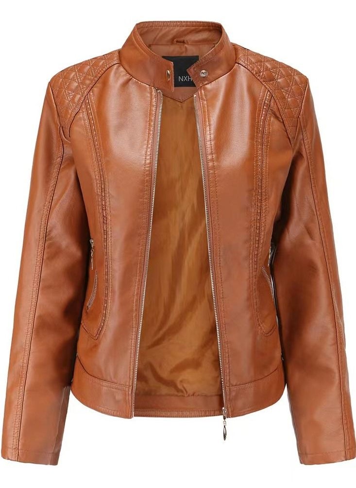 Spring/Fall Women's Temperament Large Size Standing Collar PU Leather Jacket - pzsku/Z22A7E4133ABD774AA7ECZ/45/_/1664439731/636b18b9-6793-4ea1-987c-d7c64b7ec967