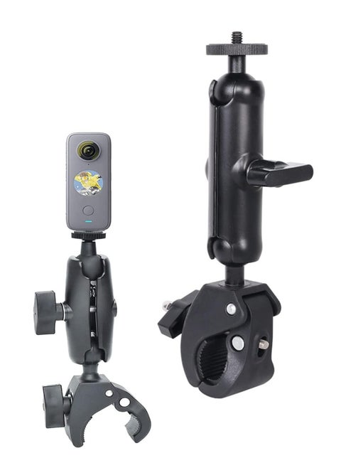 Motorcycle Mount for Insta360 One X Series and GoPro Hero, Dual Ball Handlebar Action Camera Mount (Black)