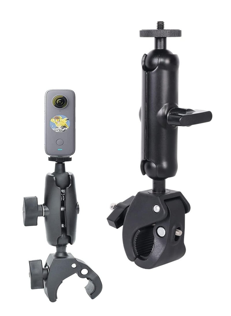 Oasisgalore Motorcycle Mount for Insta360 One X Series and GoPro Hero, Dual Ball Handlebar Action Camera Mount (Black)  - Image 1