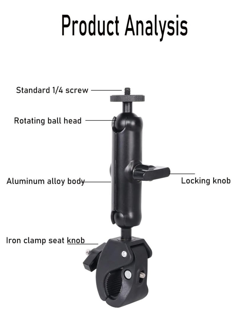 Oasisgalore Motorcycle Mount for Insta360 One X Series and GoPro Hero, Dual Ball Handlebar Action Camera Mount (Black)  - Image 3