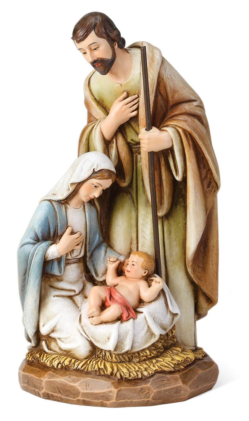 Joseph's Studio by Roman - Holy Family Figure, Christmas Scene, Carved Wood Look, 8" H, Resin and Stone, Tabletop or Desk Display, Decorative, Collection, Durable, Long Lasting - Image 1