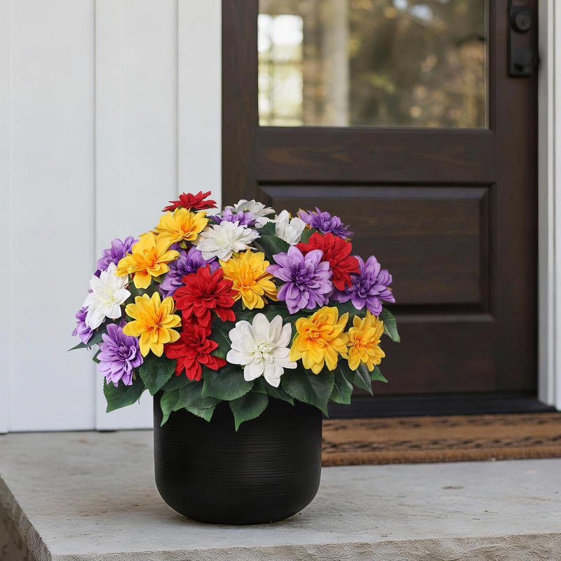 VIERENA 8 Bundles Artificial Dahlia Flowers for Outdoors Spring Summer Decor, No Fade Silk Flower Faux Dahlias Plant Arrangement for Home Garden Balcony Farmhouseï¼ˆMixed Colorï¼‰ - Image 3