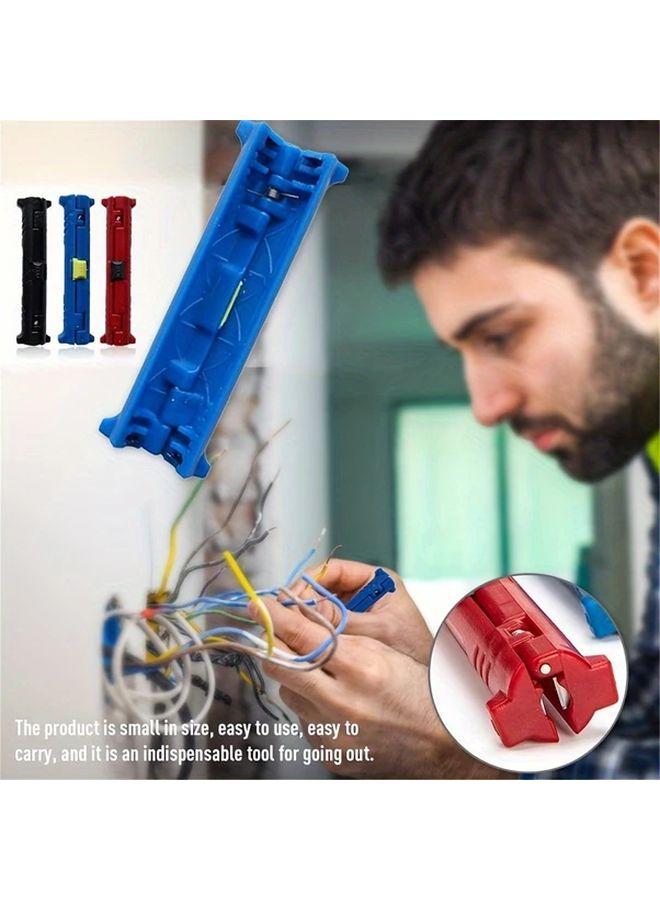 Blue Manual Cable Stripper Tool Adjustable Blade Durable Matte Finish Ergonomic Grip - Image 5