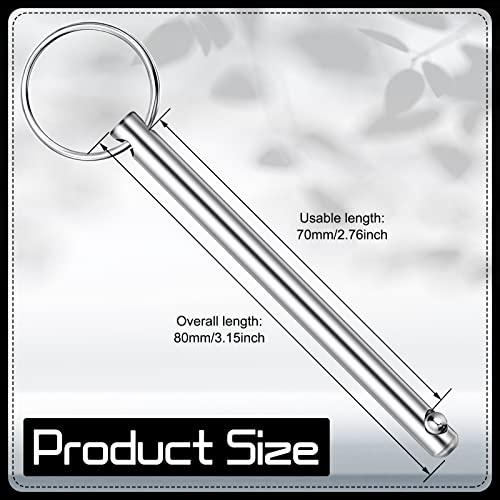 LEIFIDE Quick Release Pins for Bimini Top, Diameter 0.25 inch, Usable Length 2 x 19/25'' (70mm) Total Length 3 x 3/20'' (80mm) Bimini Top Pin Marine Hardware Stainless Steel Trailer Pin(8 Pcs) - Image 3