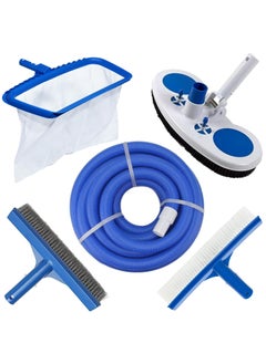 PooLKiT PooLKiT Swimming Pool Vacuum Hose Pipe 9 Meter Suction Pipe PE 9 Mtrs30 Feet Swimming Pool Vacuum Head Swimming Pool Deep Leaf Net Rake Algae Brush 10 Inch Floor and Wall Cleaning Brush 10 Inch  - Image 1
