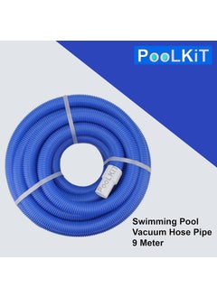 PooLKiT PooLKiT Swimming Pool Vacuum Hose Pipe 9 Meter Suction Pipe PE 9 Mtrs30 Feet Swimming Pool Vacuum Head Swimming Pool Deep Leaf Net Rake Algae Brush 10 Inch Floor and Wall Cleaning Brush 10 Inch  - Image 2