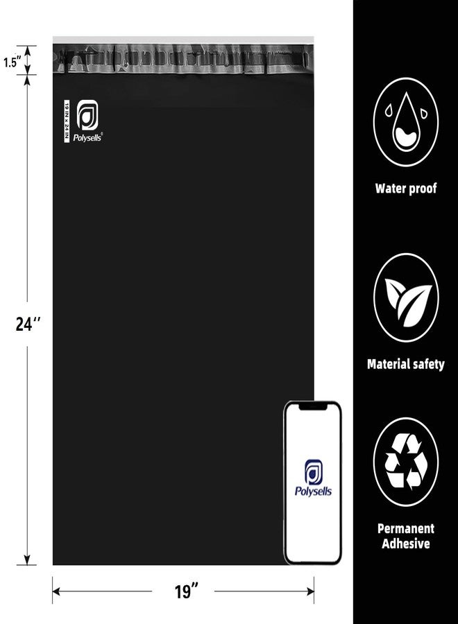 POLYSELLS 50 pcs 19x24 Inches Black Poly Mailers Shipping Envelopes, Strong Adhesive Sealing, Waterproof, and Tear-resistant Postal Mailing Bags for Clothing, Books, and Accessories - Image 2