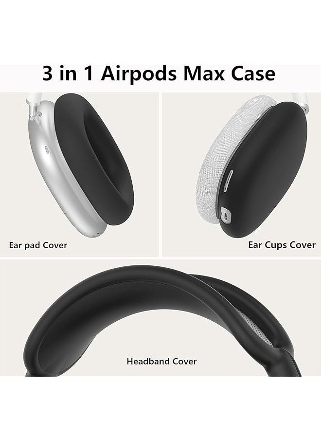 erorex - Compatible With Airpod Max Case Soft Silicone Case Kit For Airpod Max Cover Anti Scratch Protective Accessories For Airpods Max Ear Covers Black - Image 1