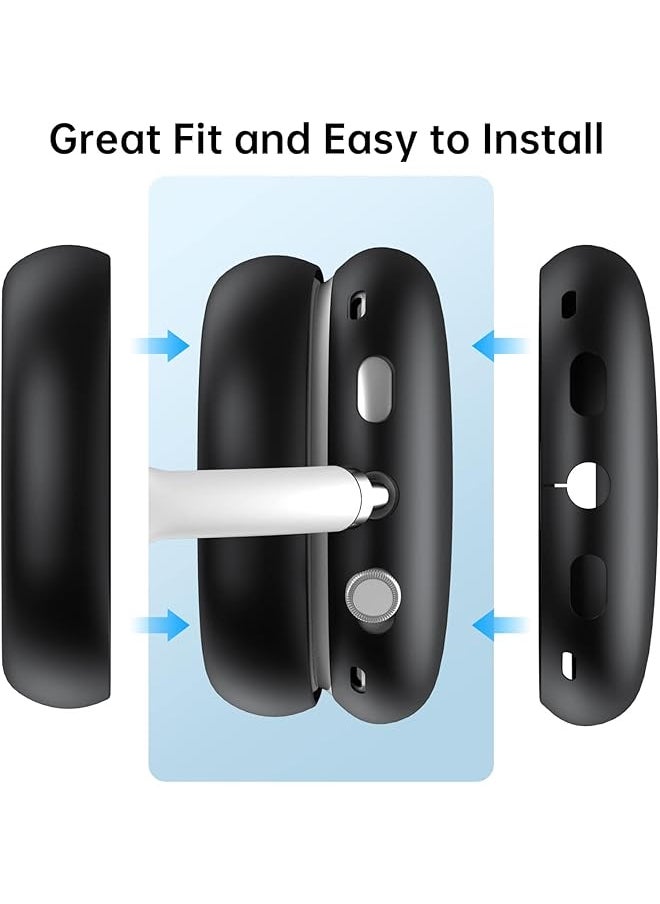 erorex - Compatible With Airpod Max Case Soft Silicone Case Kit For Airpod Max Cover Anti Scratch Protective Accessories For Airpods Max Ear Covers Black - Image 1