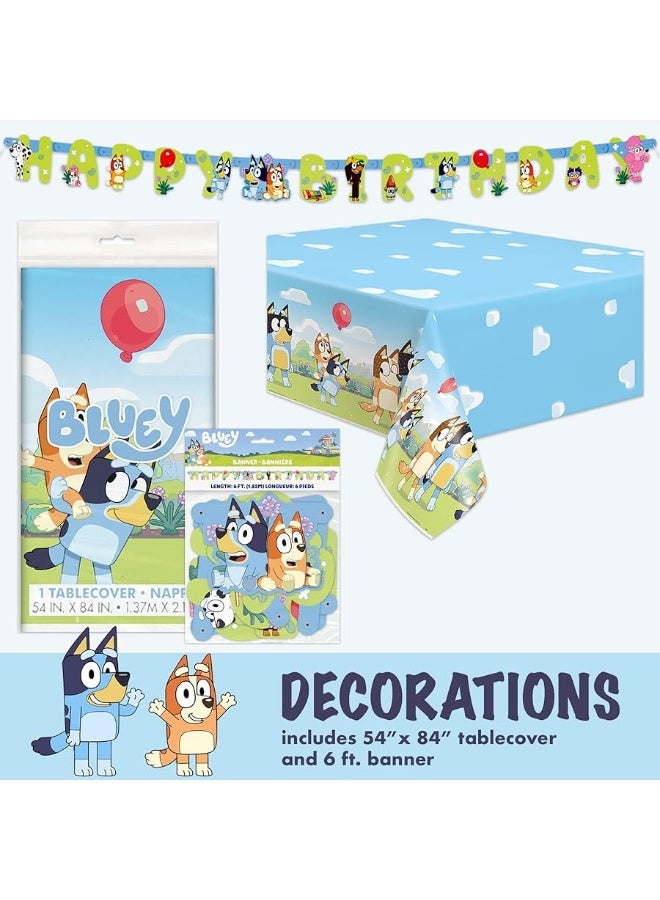 Unique Bluey Birthday Party Supplies | Bluey Party Supplies | Bluey Birthday Decorations | Bluey Party Decorations | With Bluey Balloons, Banner, Tablecover, Bluey Plates, Bluey Napkins, Button - Image 4