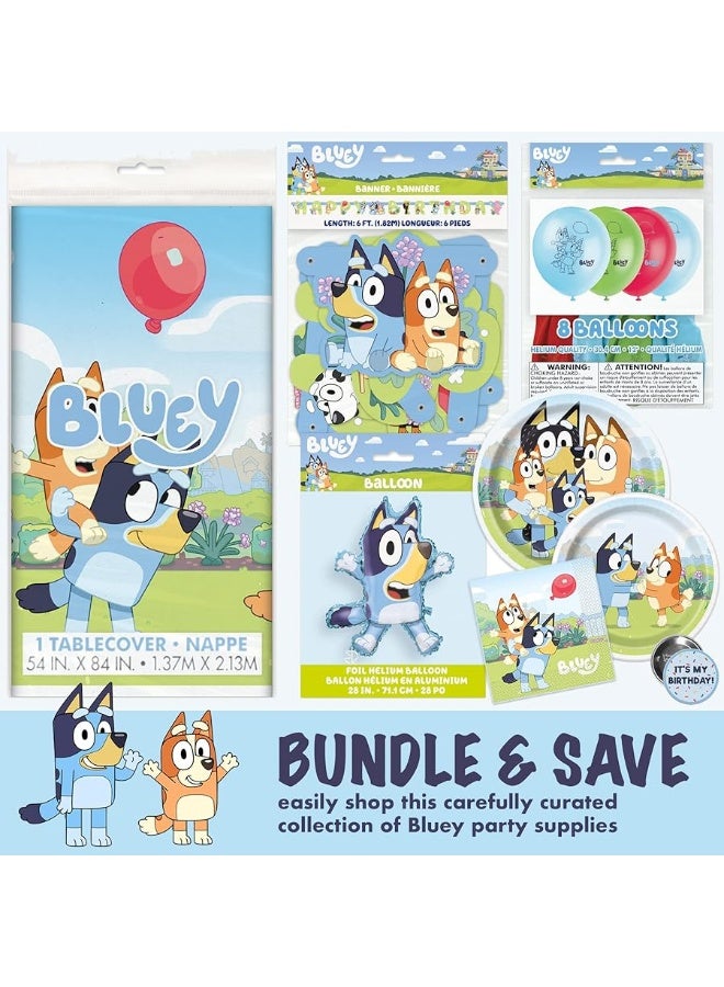 Unique Bluey Birthday Party Supplies | Bluey Party Supplies | Bluey Birthday Decorations | Bluey Party Decorations | With Bluey Balloons, Banner, Tablecover, Bluey Plates, Bluey Napkins, Button - Image 1