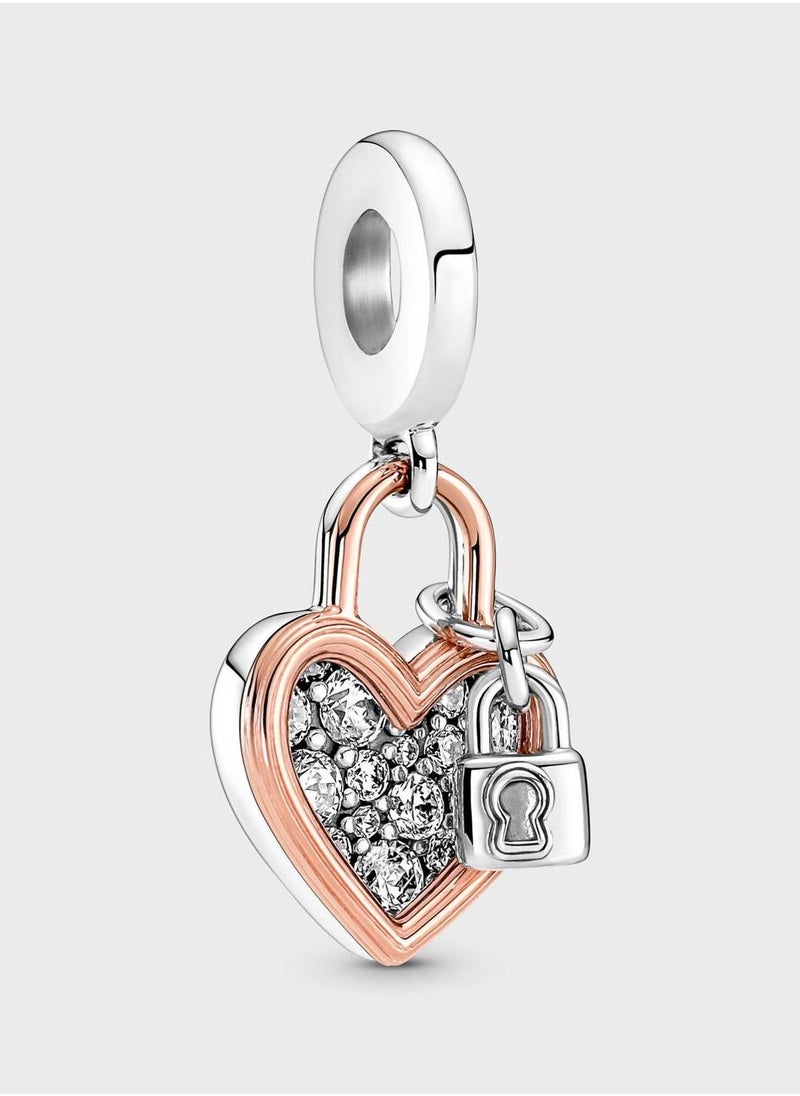 PANDORA Heart Padlock Double Dangle Charm  - Image 1