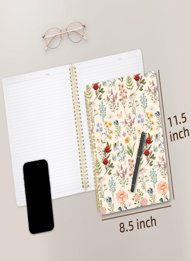 Stanoha Cute Spiral Notebook journal A4 Aesthetic Pretty Design for Women Girls Kawaii with Pocket, 8.5 x 11 inch, Lined, Plant Flower - Image 2