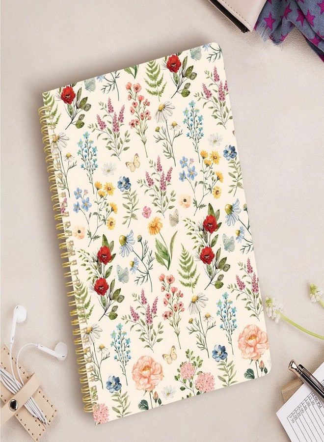 Stanoha Cute Spiral Notebook journal A4 Aesthetic Pretty Design for Women Girls Kawaii with Pocket, 8.5 x 11 inch, Lined, Plant Flower - Image 5