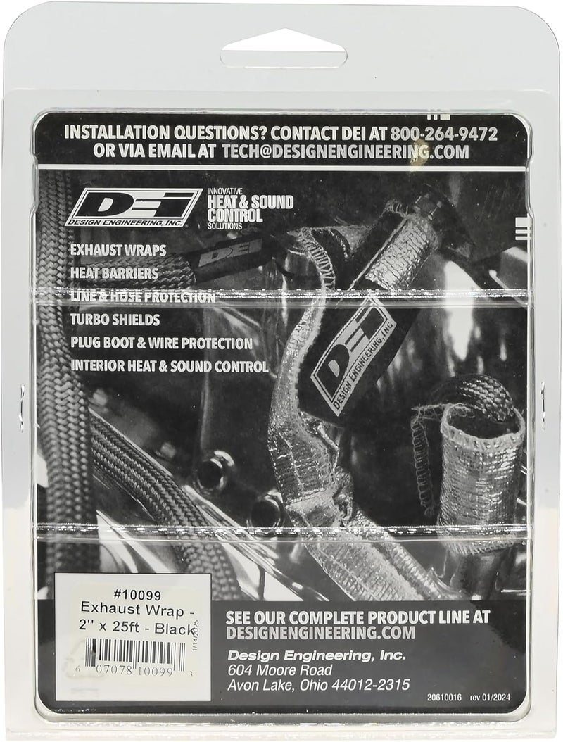 Design Engineering 010099 Black 2" x 25' Exhaust Heat Wrap - Image 3