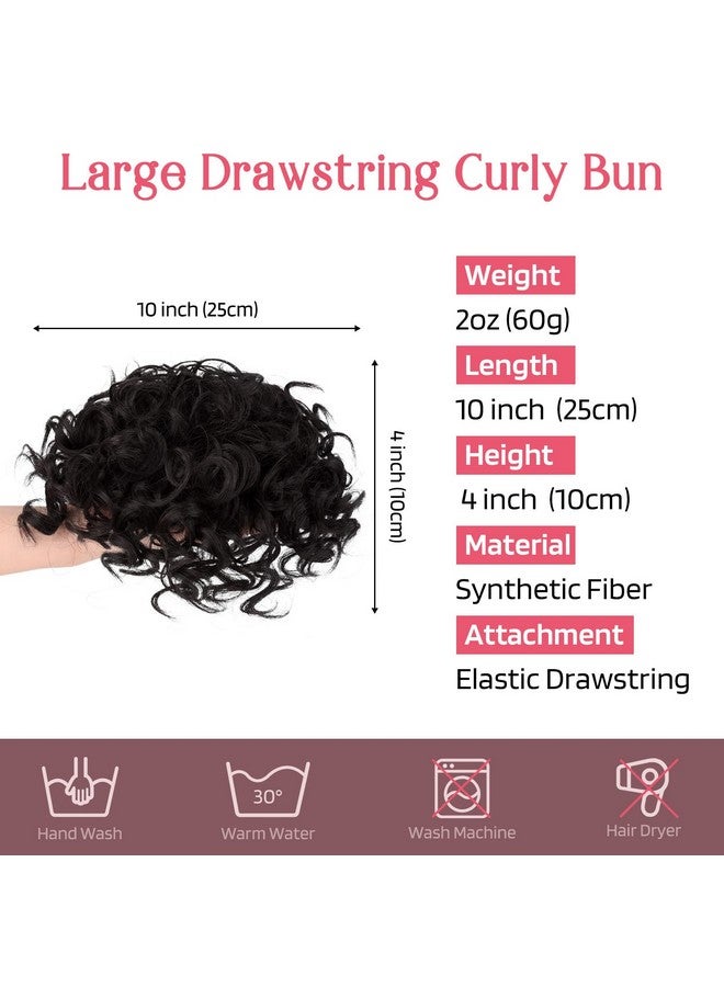 هووچيه قطعة شعر فوضوية من شعر الكعكة المرنة ذات الرباط المموج الكبير المجعد على شكل كعكة قصيرة من الشعر الصناعي على شكل ذيل حصان للنساء للاستخدام اليومي - أسود وبني - Image 2