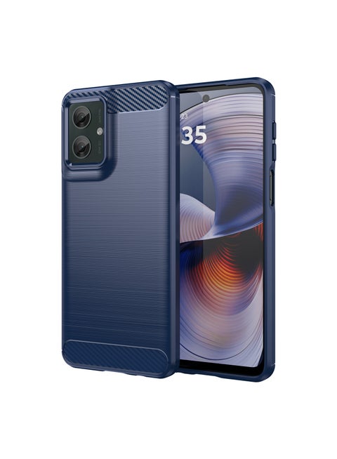 جراب هاتف رفيع مع امتصاص الصدمات، جراب واقٍ مطاطي من ألياف الكربون TPU لهاتف Motorola G55 5G أزرق