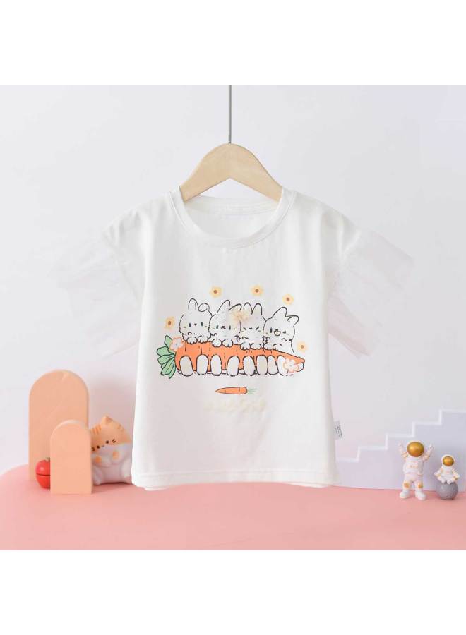 Bornbay summer Girls' Short-sleeve T-shirt - Lightweight, Airy & Skin-friendly - Image 2