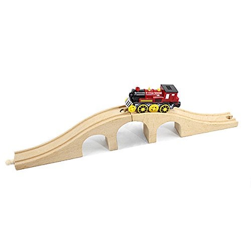 OrgMemory Wooden Train Bridges, Crossing Track Bridge, Wooden Train Track Accessories, Wood Train Tracks, Train Tracks Compatible with All Major Brands, Wood Toys for Girls & Boys - Image 4