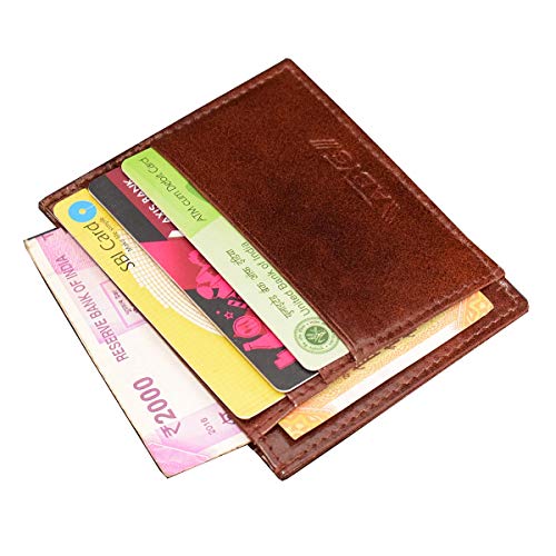 ABYS Bomaby Brown Genuine Leather Card Stock||Travel Wallet||ID Case||Card Holder||Visiting Card Holder||Money Clips for Men and Women - Image 3