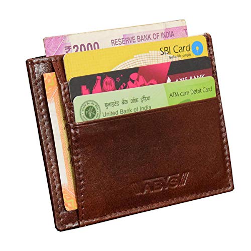 ABYS Bomaby Brown Genuine Leather Card Stock||Travel Wallet||ID Case||Card Holder||Visiting Card Holder||Money Clips for Men and Women - Image 2