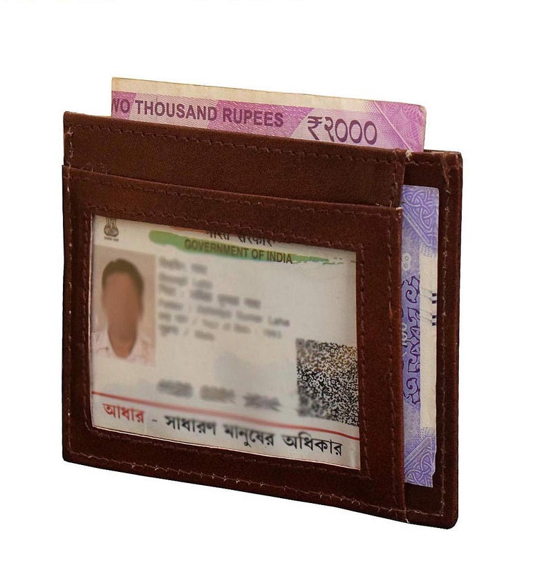 ABYS Bomaby Brown Genuine Leather Card Stock||Travel Wallet||ID Case||Card Holder||Visiting Card Holder||Money Clips for Men and Women - Image 5