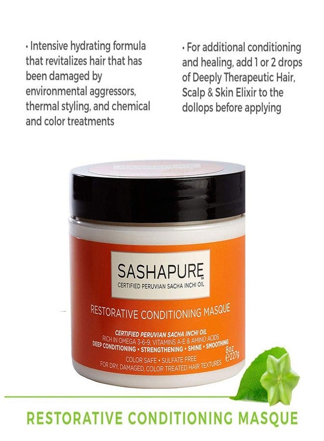 SASHAPURE Restorative Conditioning Masque with Sacha Inchi Oil - Color Safe, Sulfate-Free, Strengthening, Shine, Smoothing Hair Mask, 8 oz - Image 3