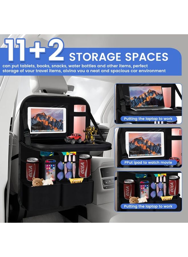 Gray Car Back Seat Storage Bag With Tablet Holder And 9 Pockets Universal Fit - Image 1