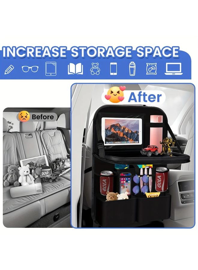 Gray Car Back Seat Storage Bag With Tablet Holder And 9 Pockets Universal Fit - Image 5