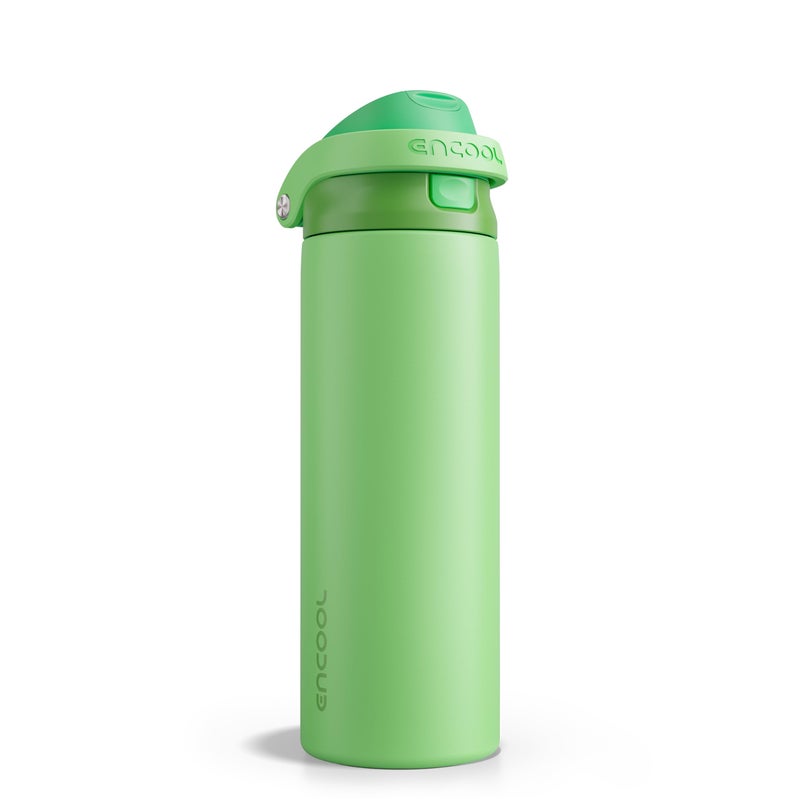 ENCOOL Leakproof Insulated Water Bottle with Straw Dual-Sip Water Bottle Bag-Safe Design for Work, Commute & Gym â€“ Keeps Drinks Cold All Day, 24 oz, Algae Green - Image 1