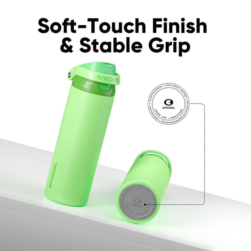 ENCOOL Leakproof Insulated Water Bottle with Straw Dual-Sip Water Bottle Bag-Safe Design for Work, Commute & Gym â€“ Keeps Drinks Cold All Day, 24 oz, Algae Green - Image 5