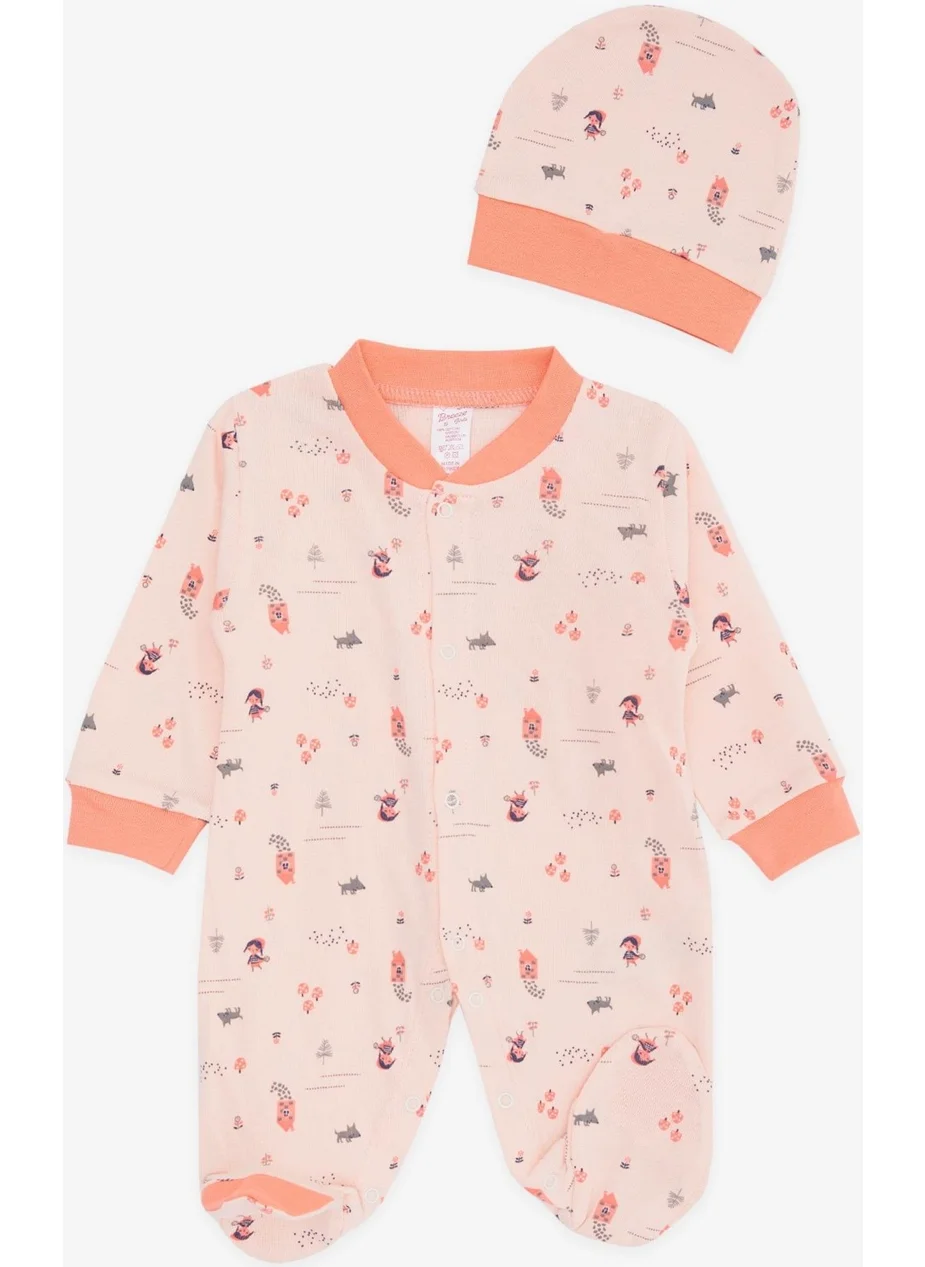بريز Baby Girl Booties Jumpsuit Forest Themed Girl Patterned 0-3 Months-6 Months, Salmon