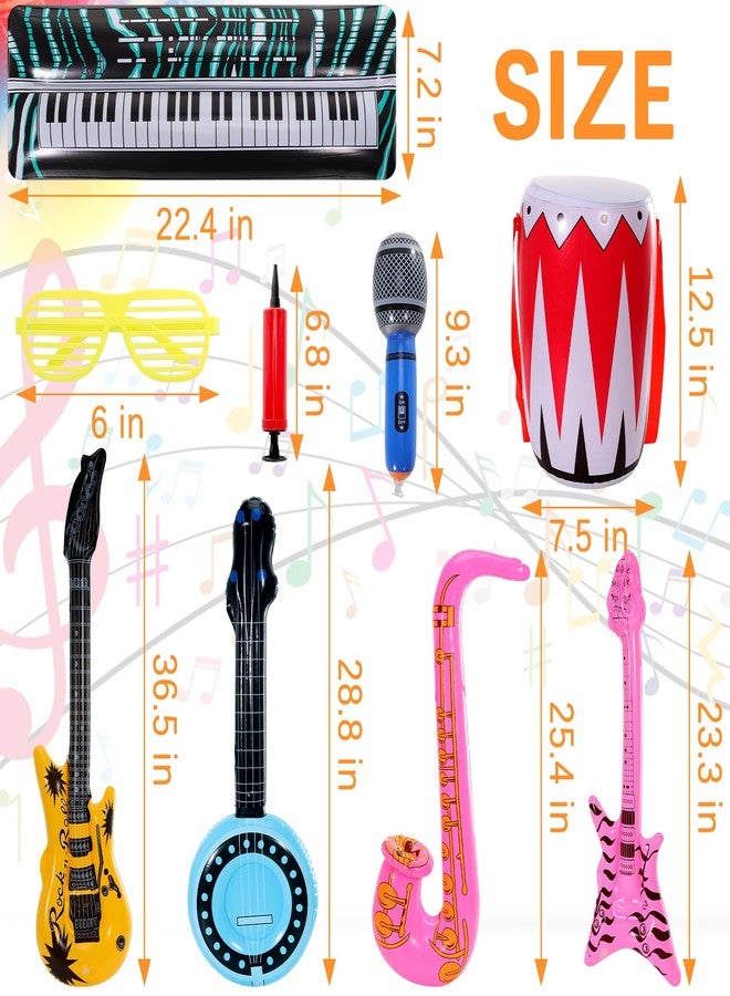 Loccmat 30 Pcs Inflatable Rock Star Toy Set,Inflatable Instruments Party Props,Inflatable Guitar,Inflatable Microphone,Inflatable Piano,Inflatable Saxophone Drum,Rock and Roll Party Decorations - Image 2