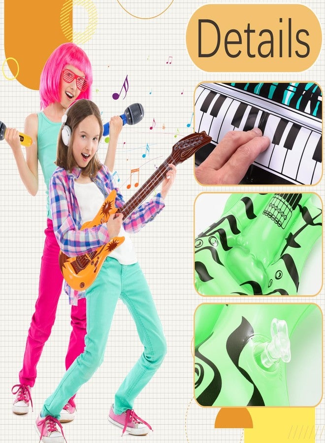 Loccmat 30 Pcs Inflatable Rock Star Toy Set,Inflatable Instruments Party Props,Inflatable Guitar,Inflatable Microphone,Inflatable Piano,Inflatable Saxophone Drum,Rock and Roll Party Decorations - Image 3